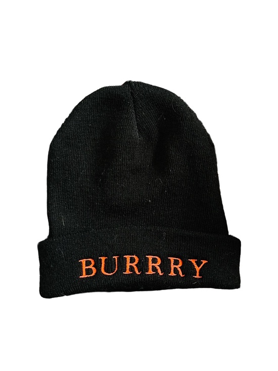 Accessories - Black Knit Beanie with Orange Embroidered Logo